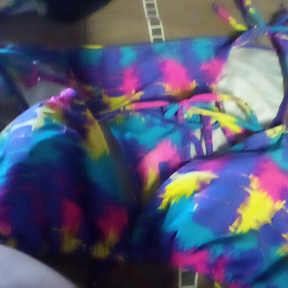 Bathing suit bottoms are medium top is large brand is op